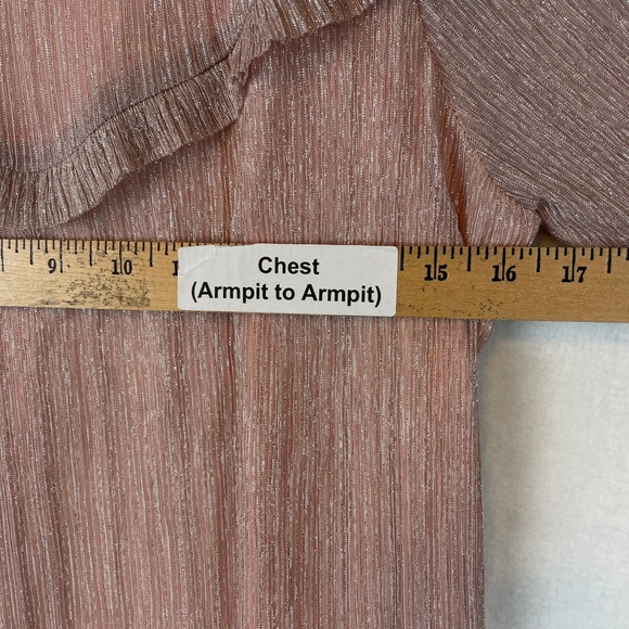 Miss Me Womens Pink Metallic Cold Shoulder Ruffle Blouse MMT0777L Large NWT - Picture 6 of 10